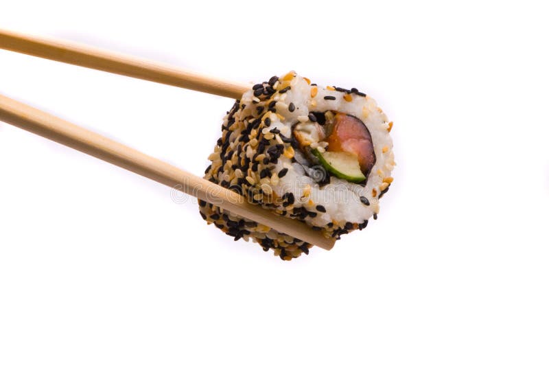 Sushi with chopsticks