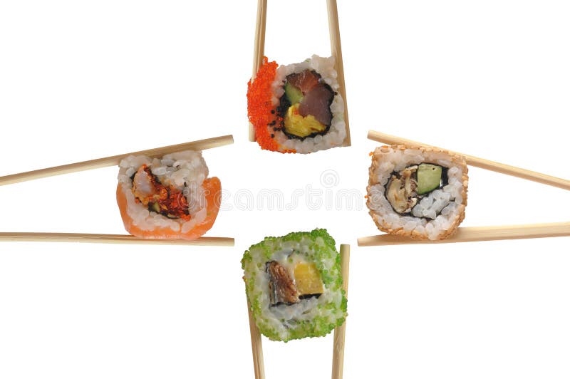 Sushi with chopsticks