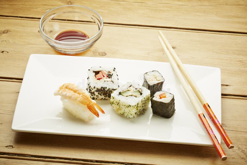 Sushi with chopsticks stock photo. Image of eating, prawn 39622196