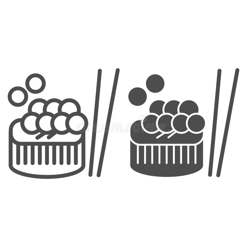 Sushi com linha do caviar dos peixes e ícone do glyph Ilustração asiática do vetor do alimento isolada no branco Estilo do esboço ilustração royalty free Sushi com linha do caviar dos peixes e ícone do glyph Ilustração asiática do vetor do alimento isolada no branco Estilo do esboço ilustração royalty free