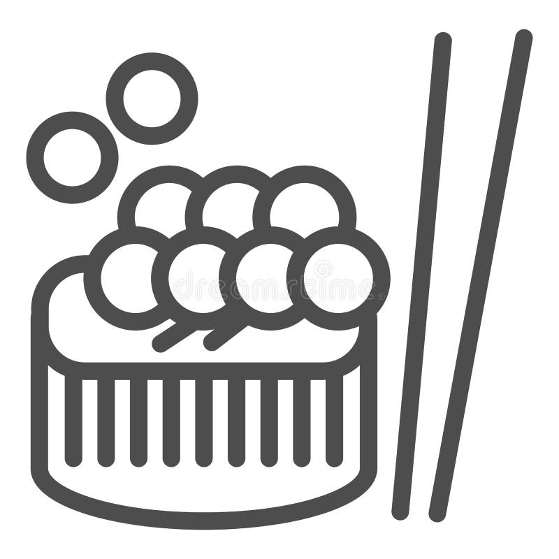 Sushi com linha ícone do caviar dos peixes Ilustração asiática do vetor do alimento isolada no branco Projeto do estilo do esboço ilustração royalty free Sushi com linha ícone do caviar dos peixes Ilustração asiática do vetor do alimento isolada no branco Projeto do estilo do esboço ilustração royalty free