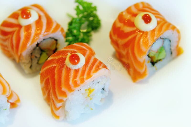 Sushi con i salmoni e l'aragosta immagini stock Sushi con i salmoni e l'aragosta immagini stock