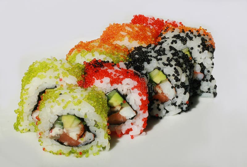 Sushi with fish and caviar