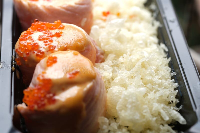 Sushi Food Delivery Delicious Salmon Stock Image Image of sushi