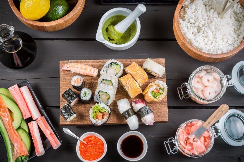 Sushi with Fresh Ingredients Stock Image Image of chopstick, kelp