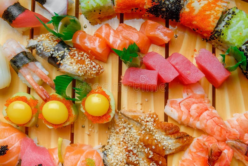 Sushi, Japanese cuisine with fresh seafood