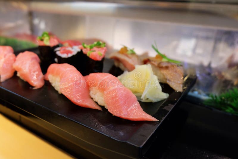 Sushi in a Japanese restaurant royalty free stock photos Sushi in a Japanese restaurant royalty free stock photos