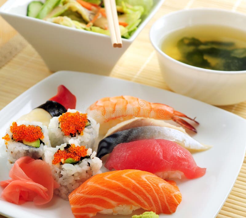 Sushi lunch stock image. Image of meal, plate, japan, rice 5223357