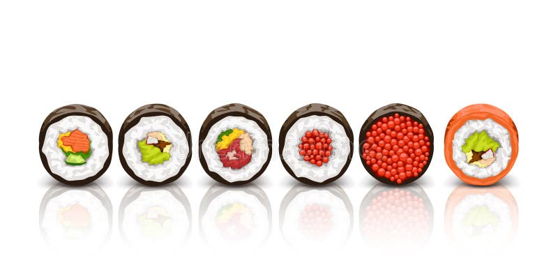 Sushi lying on white royalty free illustration Sushi lying on white royalty free illustration