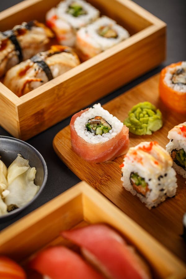 Sushi pieces collection stock photo. Image of japanese 95433782