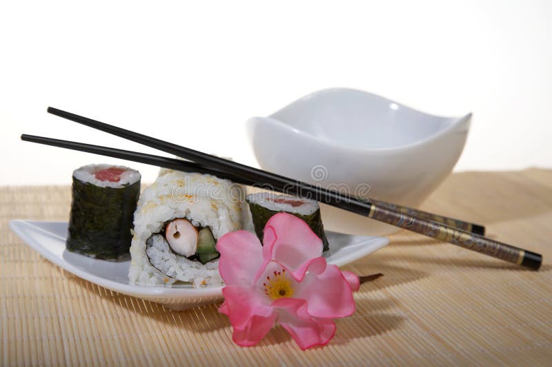 Sushi plate with chopsticks