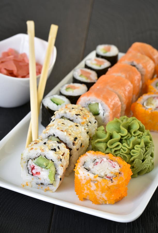 Sushi plate setting stock image. Image of mixture, assortment 72312629