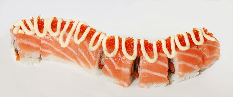 Sushi with a red fish and caviar