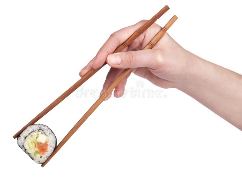 Sushi - Roll with chopsticks isolated