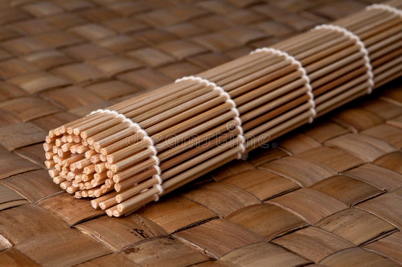 Bamboo place mat for sushi stock photo. Image of bamboo 8235430