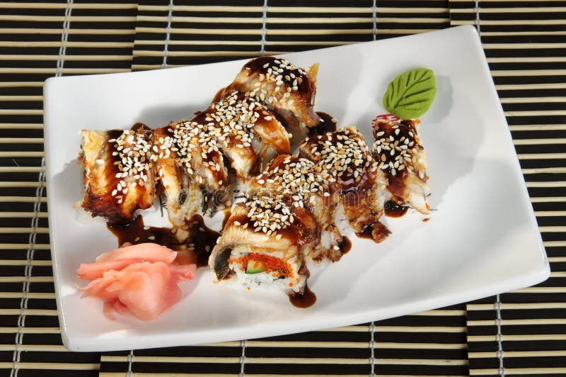 Sushi Rolls Menu Poured Soy Sauce Stock Image Image of dainty, cafe