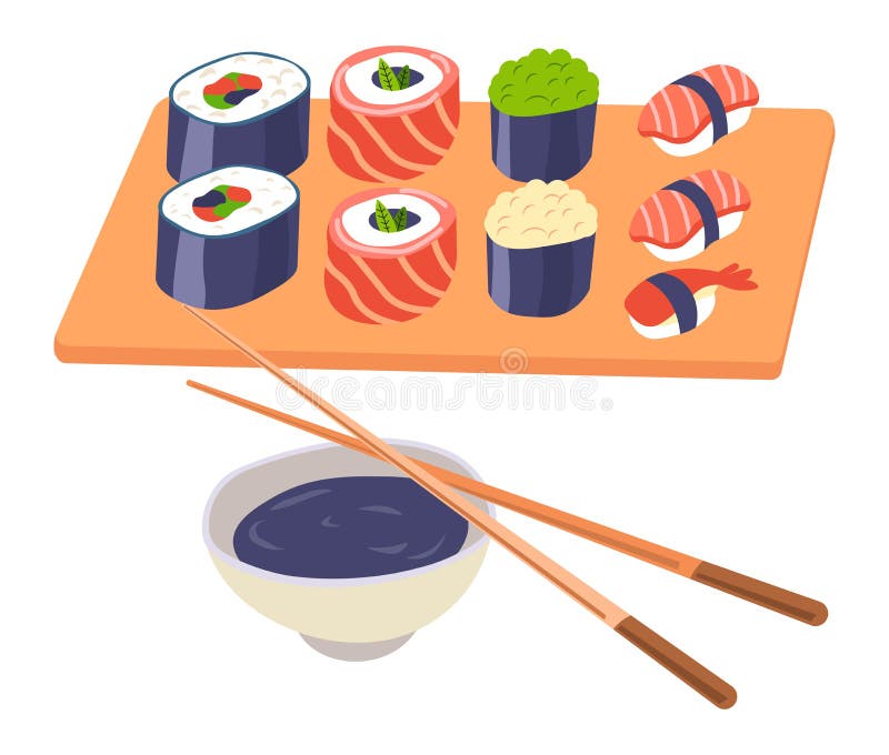 https://thumbs.dreamstime.com/b/sushi-rolls-soy-sauce-japanese-food-served-wooden-plate-wasabi-red-fish-rice-seaweed-nori-avocado-dipping-dish-237362927.jpg