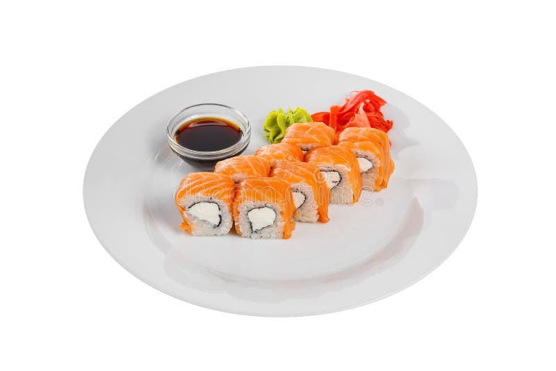 Sushi rullar p? en vit isolerade bakgrund arkivfoto Sushi rullar p? en vit isolerade bakgrund arkivfoto