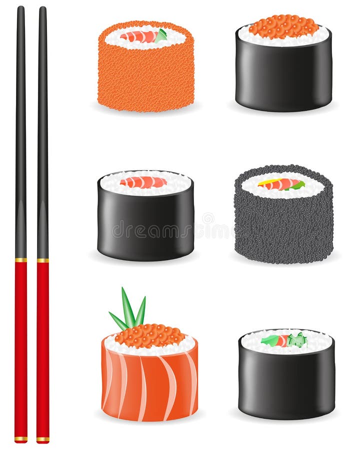 Sushi set icons vector illustration