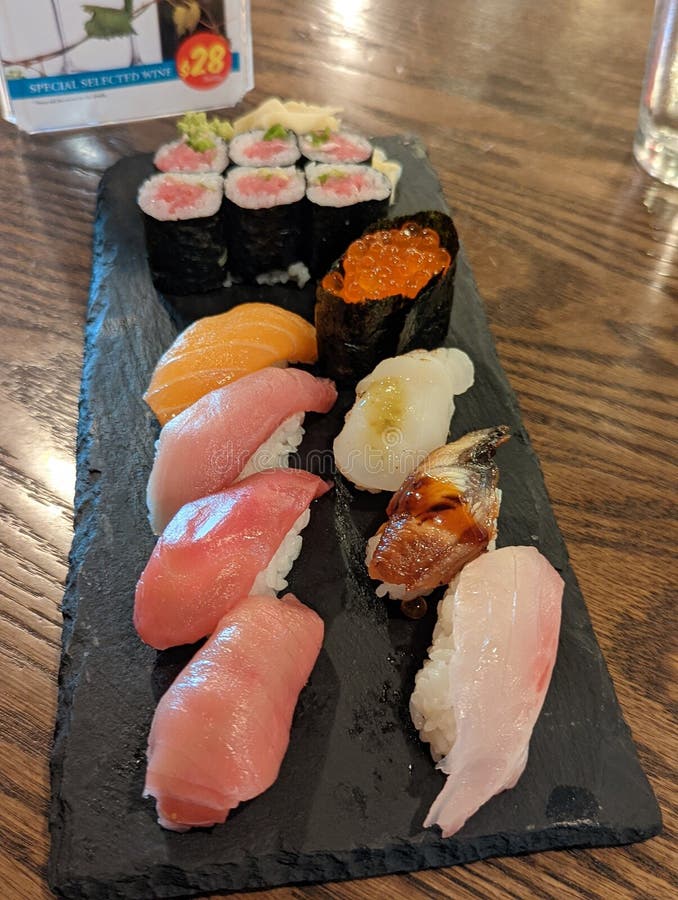 Sushi Set Japanese Rice Fish Wasabi Ginger Stock Image - Image of