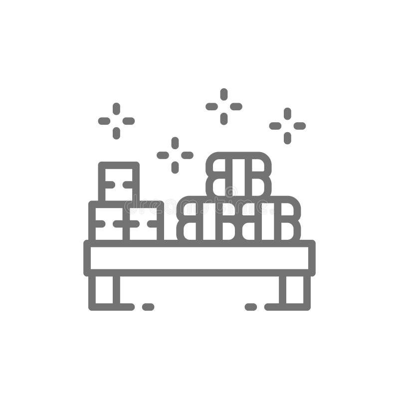 Sushi set on small desk, japanese cuisine line icon. royalty free illustration Sushi set on small desk, japanese cuisine line icon. royalty free illustration