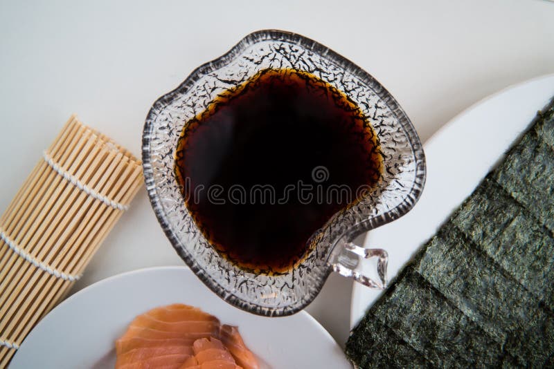 Sushi Soy Sauce in a Bowl and Ready for Sushi Stock Photo Image of japan, black 80908924