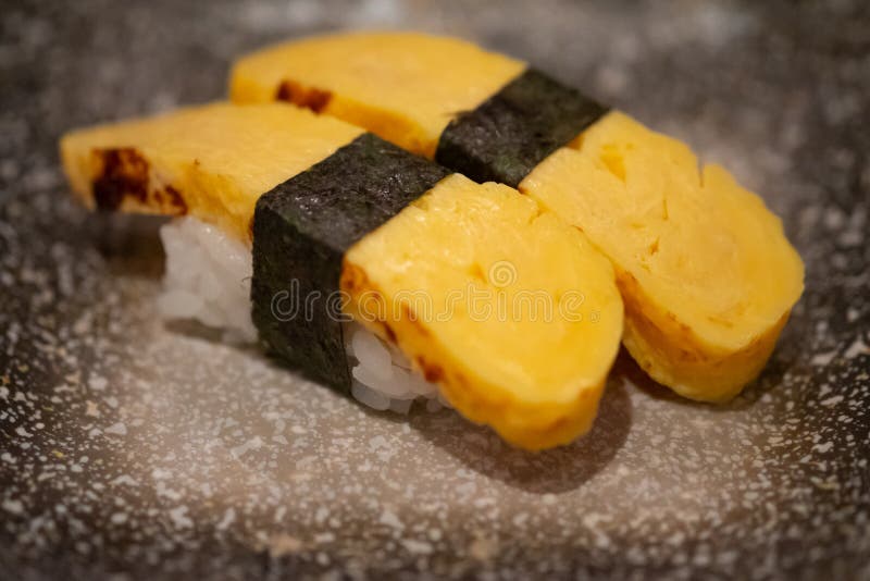 Sushi Tamago Egg with Wrapped Nori Stock Photo - Image of omelet, asia ...