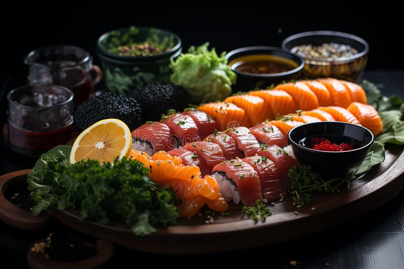 Sushi Traditional Japanese Dish Made with Rice, Treated with Rice