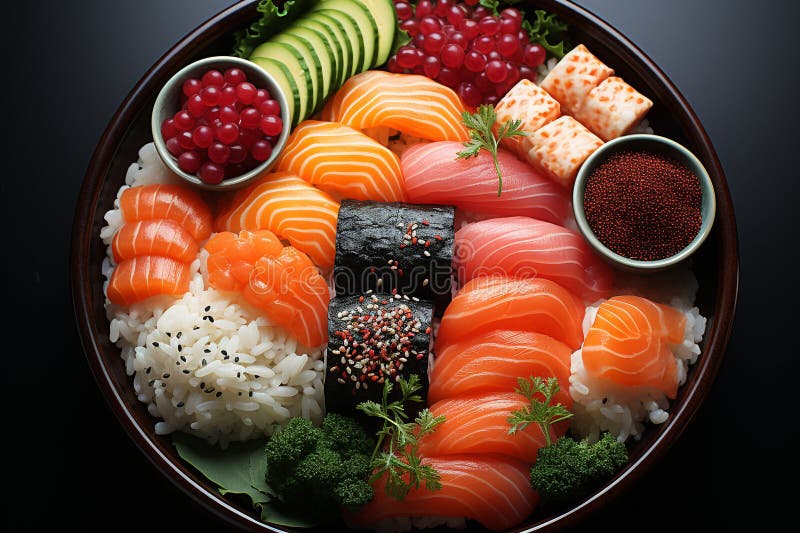 Sushi Traditional Japanese Dish Made with Rice, Treated with Rice
