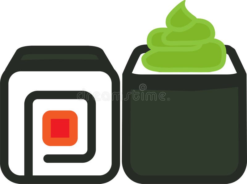 Sushi and wasabi colored icon royalty free illustration Sushi and wasabi colored icon royalty free illustration