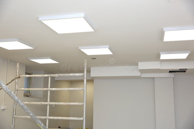 Suspended Ceiling With Modern Led Lighting Stock Image Image Of