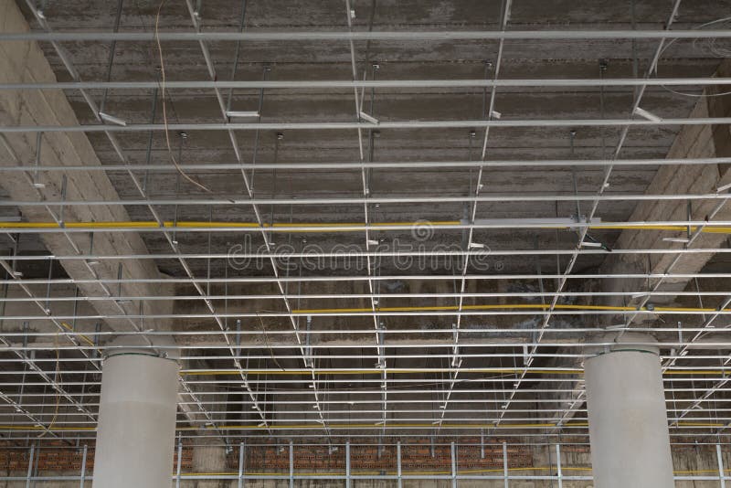 Suspended Ceiling System Under Reconstruction Building Stock Photo