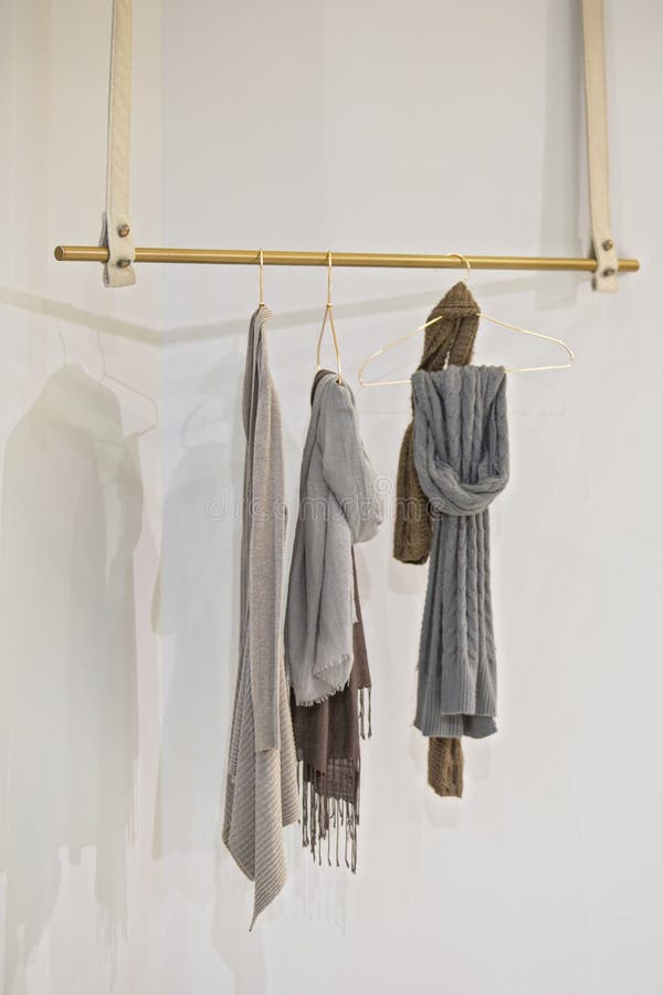 Suspended Fabric and Metal Clothes Hanger Stock Photo Image of background, closet 115386536