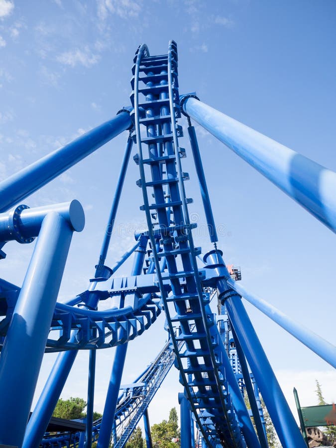 The Suspended Roller Coaster Rails in an Amusement Park Stock Image