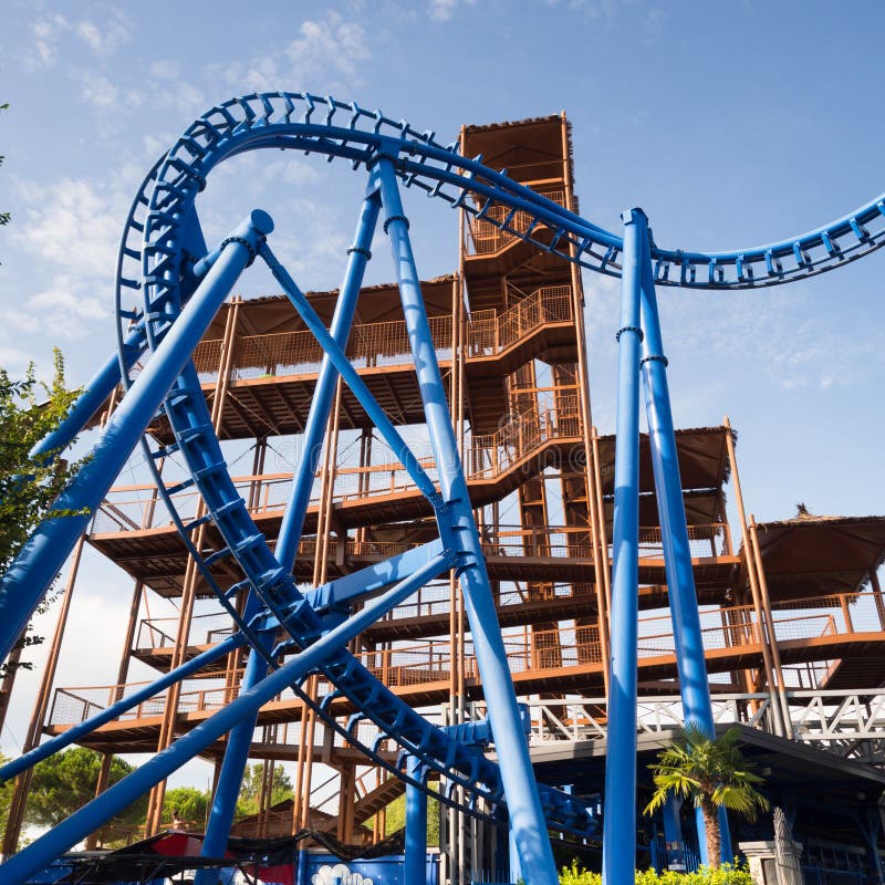 The Suspended Roller Coaster Rails in an Amusement Park Stock Image