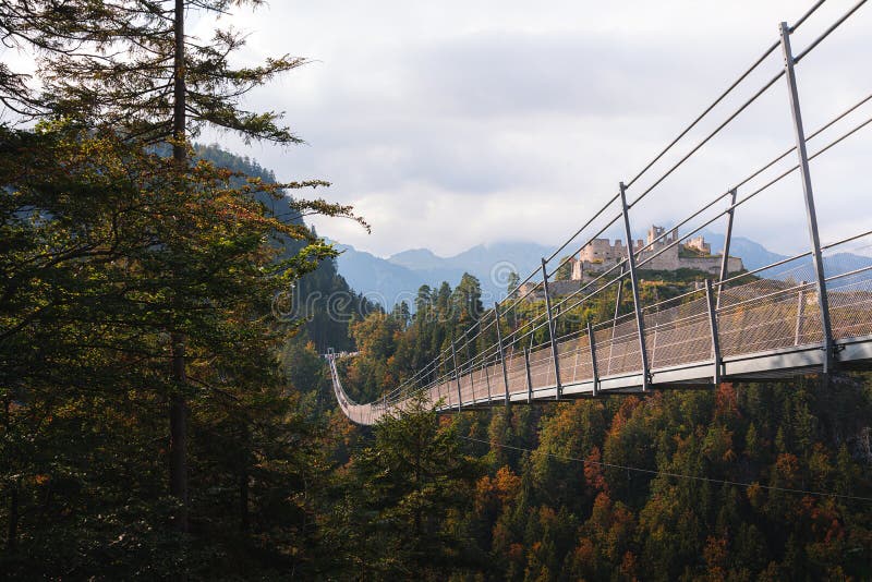 Suspension Bridge Highline 179 in the Alps, Austria. Stock Image