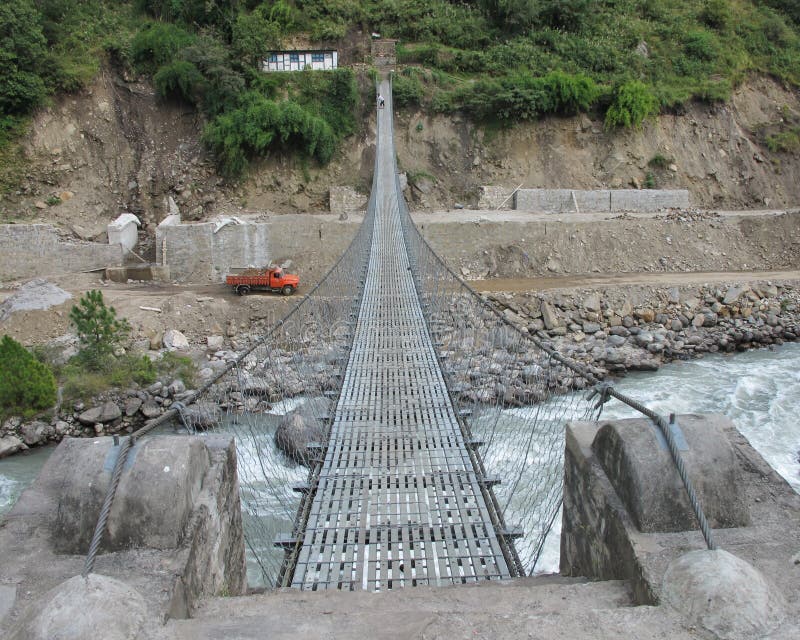 Suspension bridge over Bhote Khosi