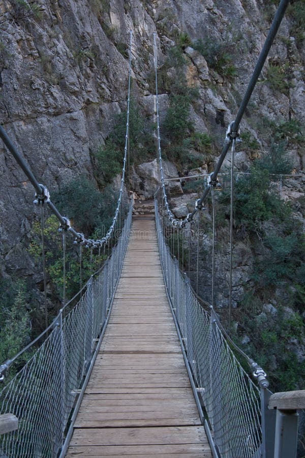 Suspension Bridge on the Route of a Thousand Bridges Stock Photo