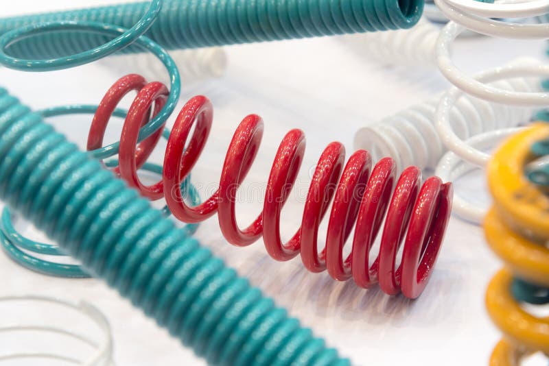 Suspension coil spring. stock photo. Image of close, machine 93861910