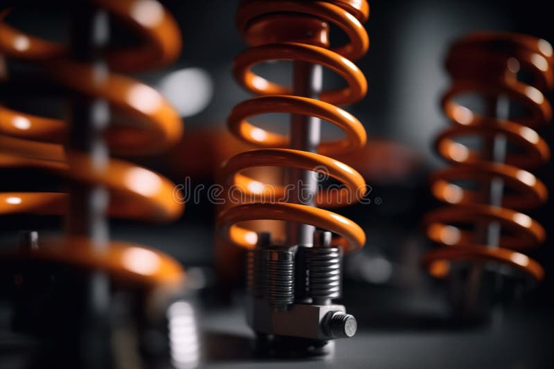 Suspension system, close up shot. Generative AI stock illustration