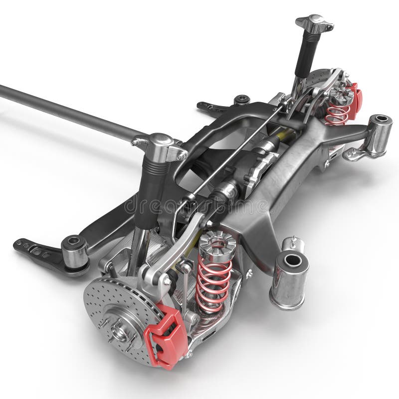 Suspensão traseira do carro com o freio de disco no branco ilustração 3D ilustração do vetor Suspensão traseira do carro com o freio de disco no branco ilustração 3D ilustração do vetor