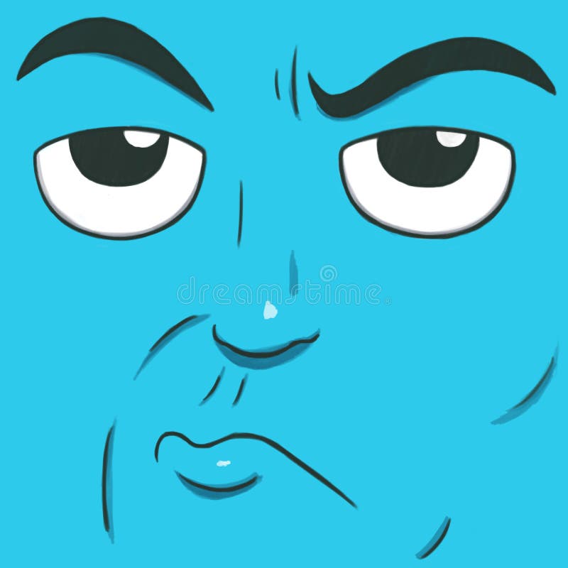 Suspicious Face Isolated in Light Blue Color Stock Illustration -  Illustration of emoticon, expressing: 113265278