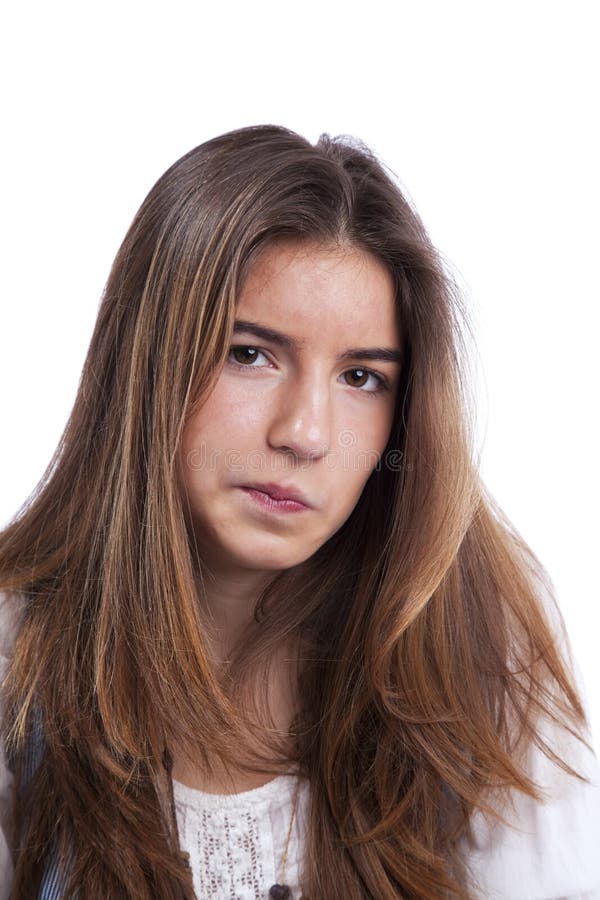 Suspicious young woman stock image