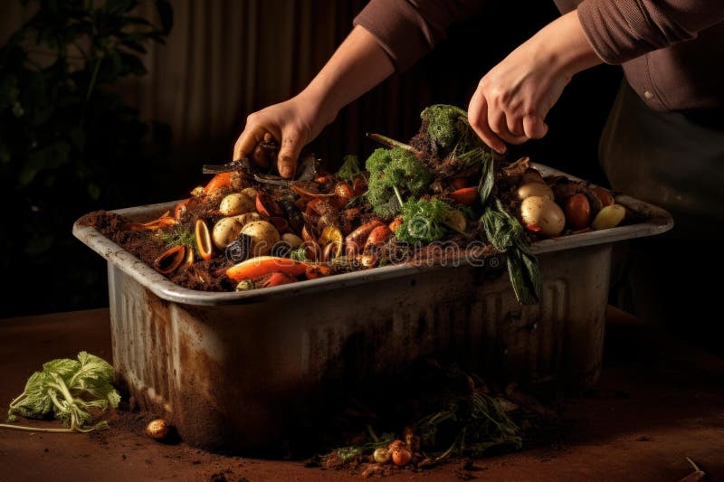 Sustainable Composting Food Waste. Generate Ai Stock Photo Image of lunch, fertilizer 307279134