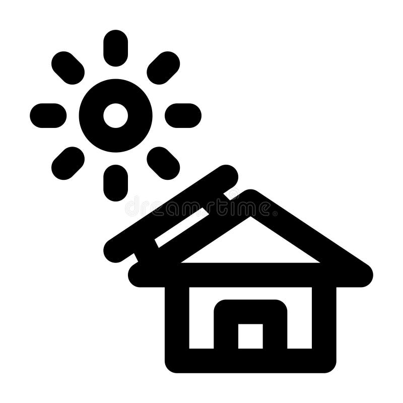 Solar Home, Solar House Outline Icon royalty free illustration
