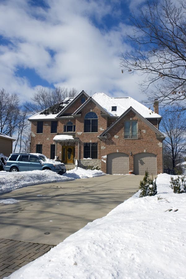 Blue SUV in front of the luxury house. House front elevation stock images, royalty-free photos and pictures