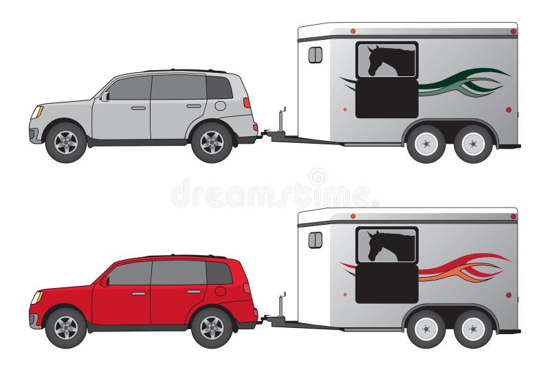 Pickup with horse trailer stock vector. Illustration of pickup 17066027