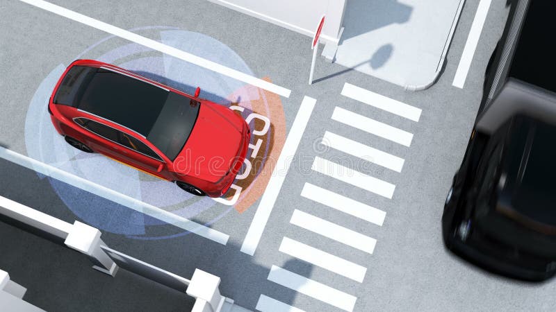 SUV rojo en calle de sentido único detectó el vehículo en el punto ciego