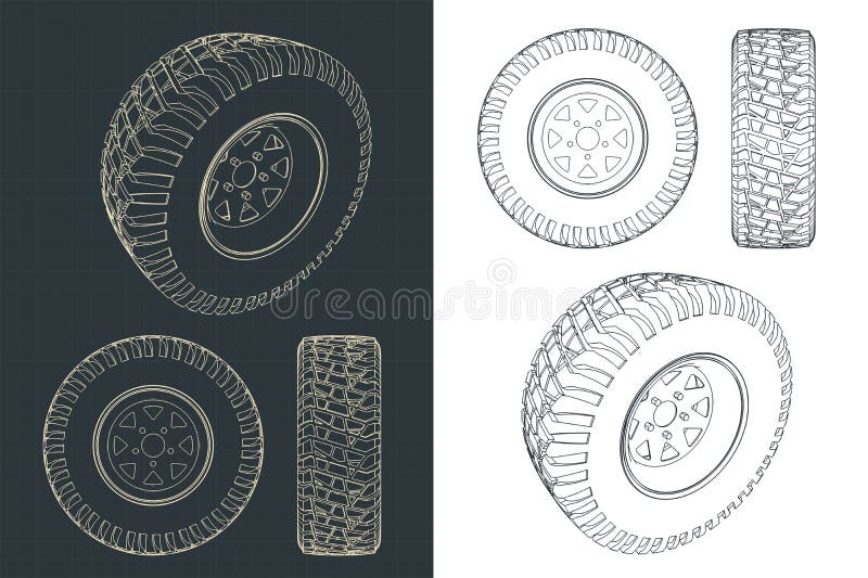 SUV wheel blueprints stock vector. Illustration of vector 249033006