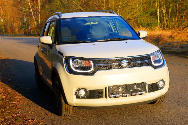Suzuki Ignis car with 1.2 Dualjet engine. New Suzuki Ignis car with 1.2 Dualjet engine is a Japanese small 4WD crossover for easy ride in city streets and rural stock images Suzuki Ignis car with 1.2 Dualjet engine. New Suzuki Ignis car with 1.2 Dualjet engine is a Japanese small 4WD crossover for easy ride in city streets and rural stock images